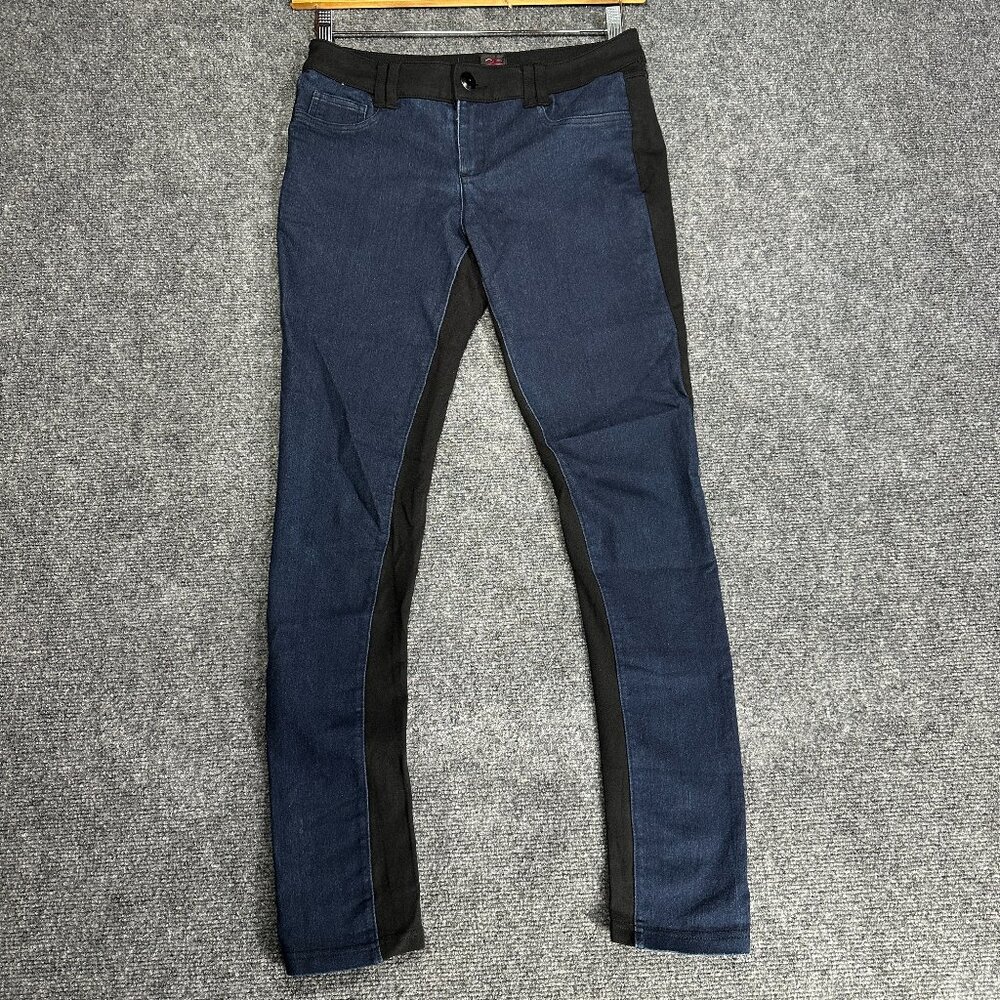 2B bebe Jeans Leggings Womens 28 Skinny Denim Front Black Knit Back